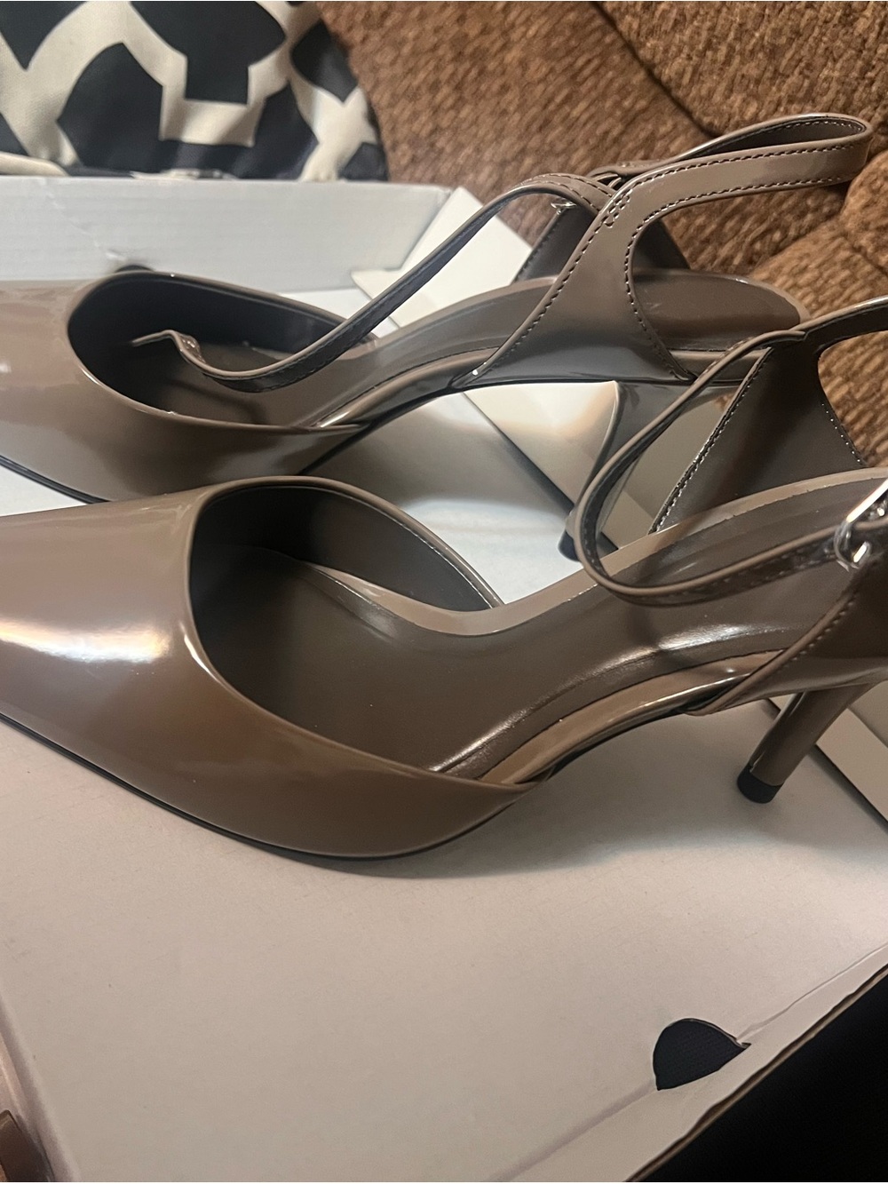 Women's Taupe Slingback Pointed-Toe Heels